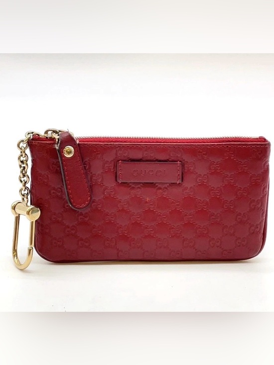 Gucci Handbags - Auth Gucci Micro Guccissima
Leather Red Coin Case